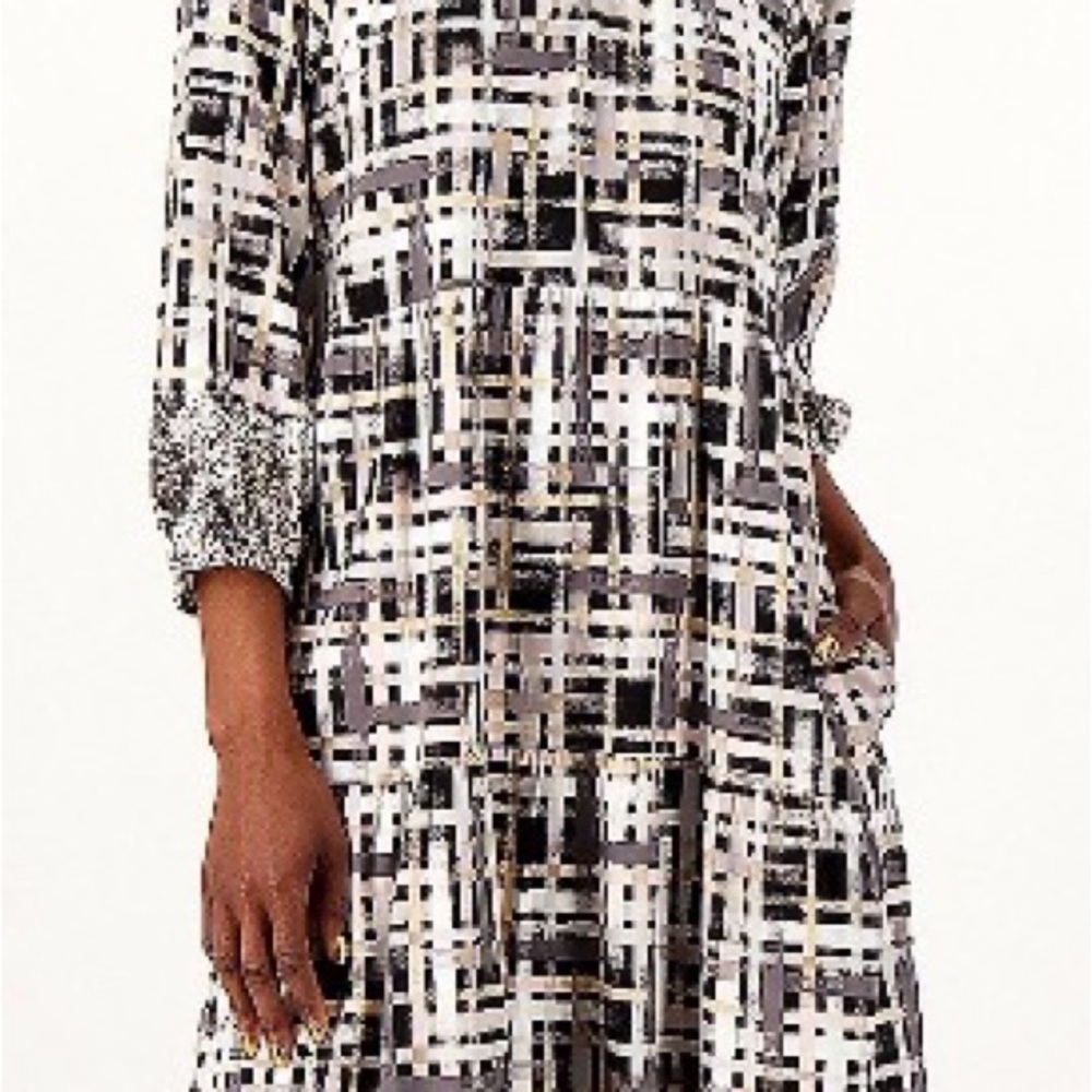 Isaac Mizrahi Black and White Geometric Dress